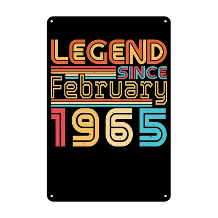 1965 February Legend Vintage Black Metal Poster Wall Art Decor Sign