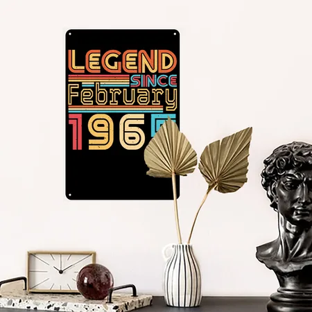 1965 February Legend Vintage Black Metal Poster Wall Art Decor Sign
