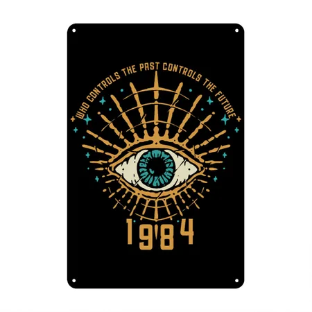 1984 George Orwell Control The Future Black/white Metal Poster Wall Art Decor Sign