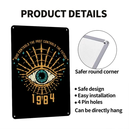 1984 George Orwell Control The Future Black/white Metal Poster Wall Art Decor Sign