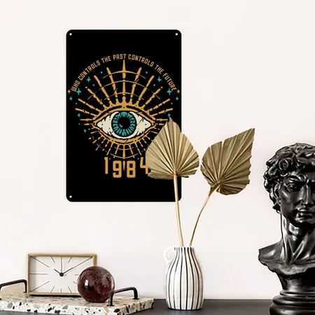 1984 George Orwell Control The Future Black/white Metal Poster Wall Art Decor Sign