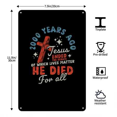 2000 Years Ago Jesus Ended The Debate Christian Black Metal Poster Wall Art Decor Sign