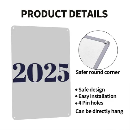 2025 Heather Gray Metal Poster Wall Art Decor Sign