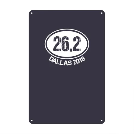 26.2 Dallas TX 2018 Knockout Midnight Navy Metal Poster Wall Art Decor Sign