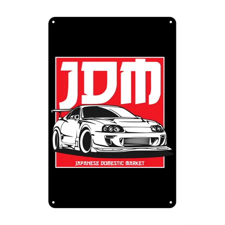 2JZ JDM Car Meet Tuning Automotive Sticker Driftin Black Metal Poster Wall Art Decor Sign