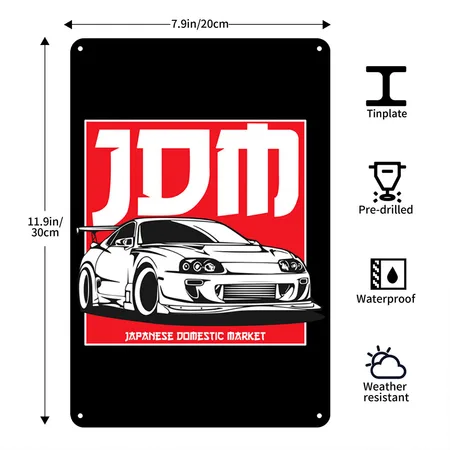 2JZ JDM Car Meet Tuning Automotive Sticker Driftin Black Metal Poster Wall Art Decor Sign