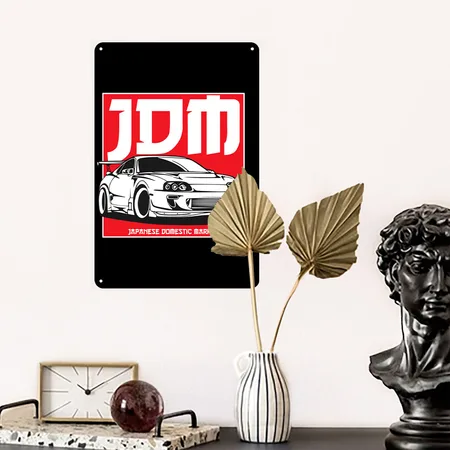 2JZ JDM Car Meet Tuning Automotive Sticker Driftin Black Metal Poster Wall Art Decor Sign