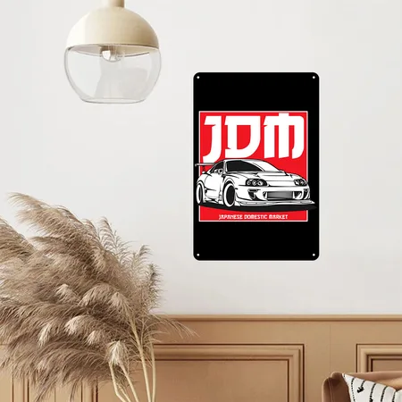 2JZ JDM Car Meet Tuning Automotive Sticker Driftin Black Metal Poster Wall Art Decor Sign
