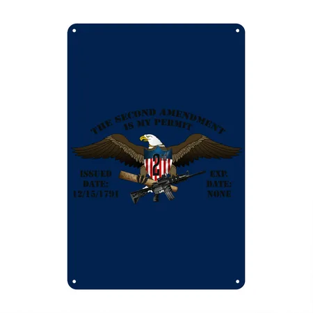 2nd Amendment Eagle Navy Metal Poster Wall Art Decor Sign