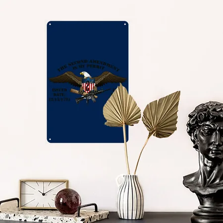 2nd Amendment Eagle Navy Metal Poster Wall Art Decor Sign