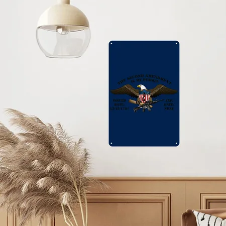 2nd Amendment Eagle Navy Metal Poster Wall Art Decor Sign