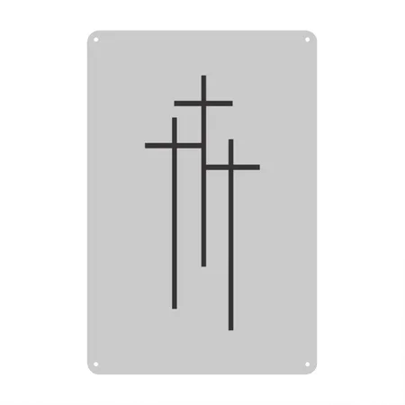 3crosses Heather Gray Metal Poster Wall Art Decor Sign