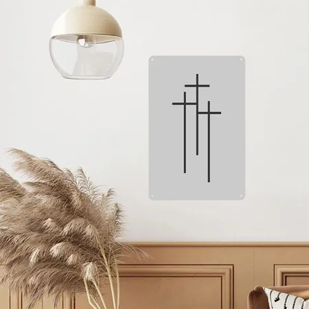 3crosses Heather Gray Metal Poster Wall Art Decor Sign