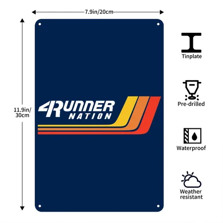 4runner Nation Vintage Racing Stripes Christmas Pr Navy Metal Poster Wall Art Decor Sign