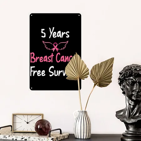 5 Years Breast Cancer Free Survivor Black Metal Poster Wall Art Decor Sign
