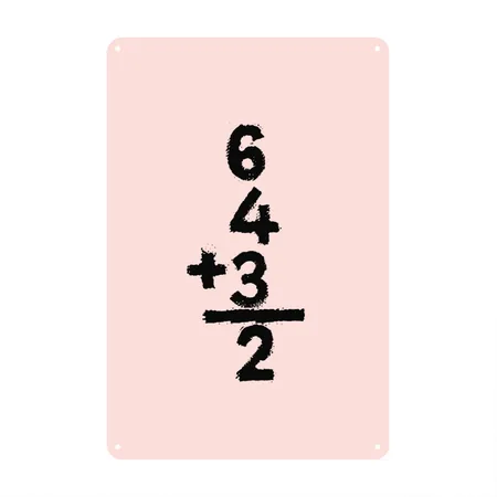 6 4 3 2 Double Play Blush Pink Metal Poster Wall Art Decor Sign