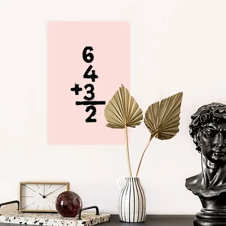 6 4 3 2 Double Play Blush Pink Metal Poster Wall Art Decor Sign