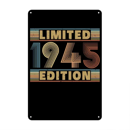 80 Years 1945 Vintage Retro Birthday Gift Black Metal Poster Wall Art Decor Sign