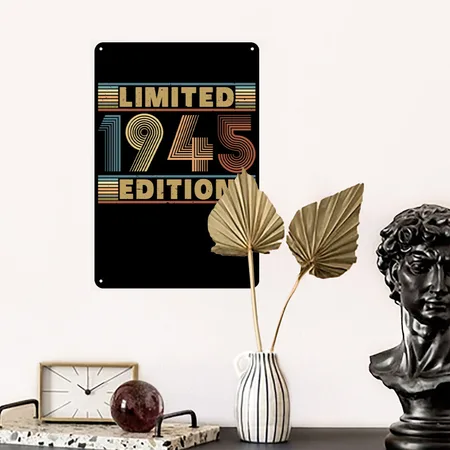 80 Years 1945 Vintage Retro Birthday Gift Black Metal Poster Wall Art Decor Sign