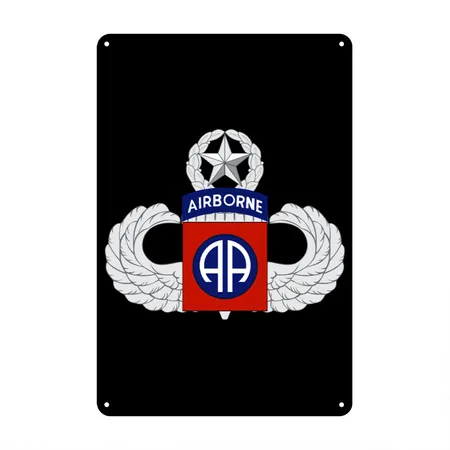 82nd Airborne Master Black Metal Poster Wall Art Decor Sign