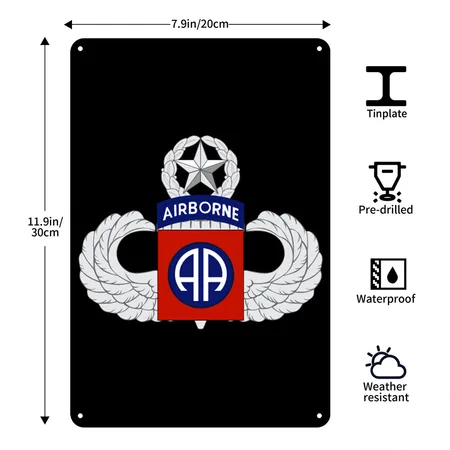 82nd Airborne Master Black Metal Poster Wall Art Decor Sign
