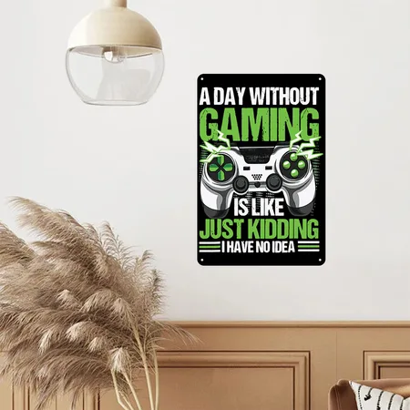 A Day Without Video Games Is Like Video Gaming Black Metal Poster Wall Art Decor Sign