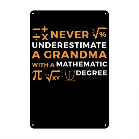A Grandma With A Mathematic Degree Black Metal Poster Wall Art Decor Sign
