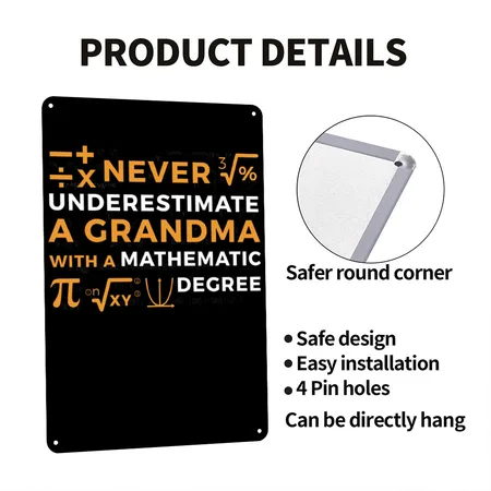 A Grandma With A Mathematic Degree Black Metal Poster Wall Art Decor Sign