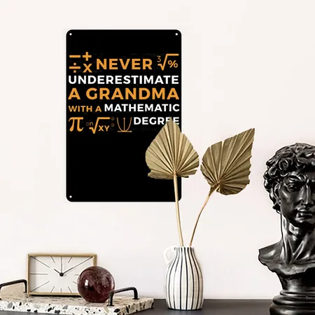A Grandma With A Mathematic Degree Black Metal Poster Wall Art Decor Sign