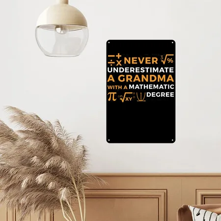 A Grandma With A Mathematic Degree Black Metal Poster Wall Art Decor Sign