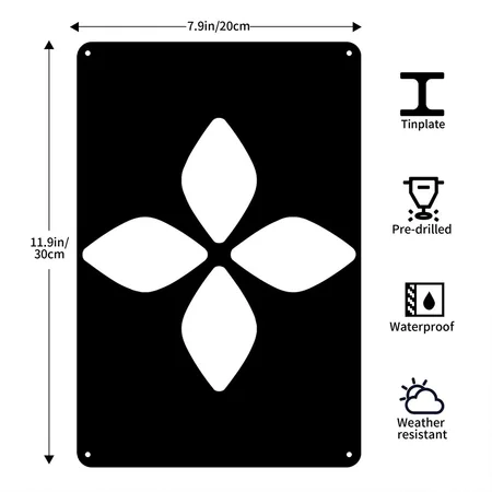 A Small Flower Black Metal Poster Wall Art Decor Sign