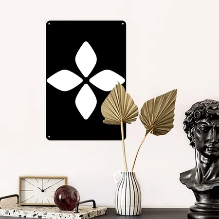 A Small Flower Black Metal Poster Wall Art Decor Sign
