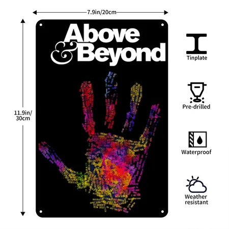 Above Beyond Black Metal Poster Wall Art Decor Sign