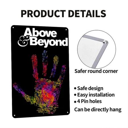Above Beyond Black Metal Poster Wall Art Decor Sign