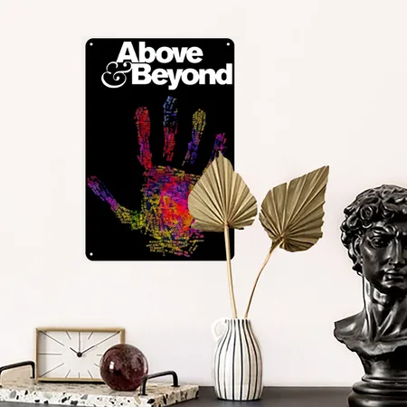Above Beyond Black Metal Poster Wall Art Decor Sign