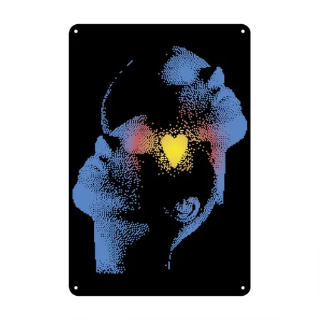 Abstract Dual Profile Art Black Metal Poster Wall Art Decor Sign
