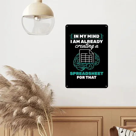 Accountant Accounting Spreadsheet Black Metal Poster Wall Art Decor Sign