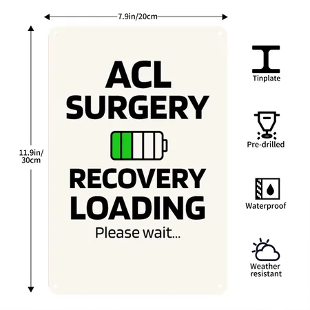 ACL Surgery Recovery | ACL Knee Surgery Survivor Natural White Metal Poster Wall Art Decor Sign