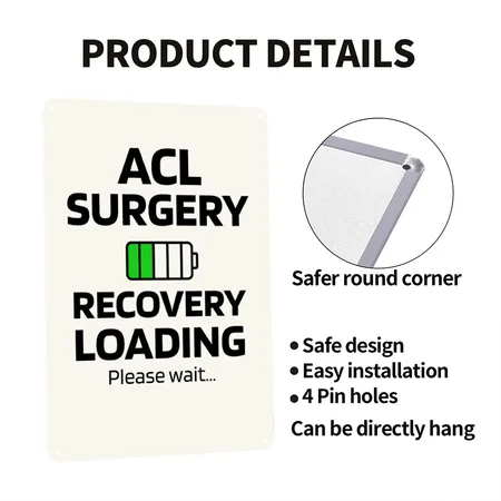 ACL Surgery Recovery | ACL Knee Surgery Survivor Natural White Metal Poster Wall Art Decor Sign