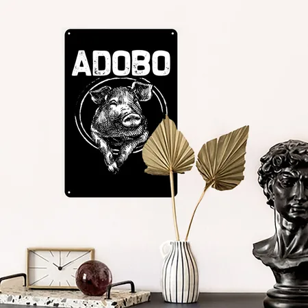 Adobo Pork Marinade Foodie Philippines Black/white Metal Poster Wall Art Decor Sign