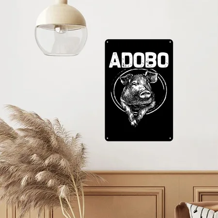 Adobo Pork Marinade Foodie Philippines Black/white Metal Poster Wall Art Decor Sign