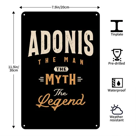 Adonis Personalized Name - Funny Adonis Black Metal Poster Wall Art Decor Sign