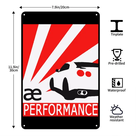 Ae Performance Black/white Metal Poster Wall Art Decor Sign