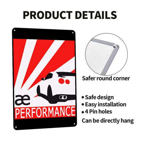 Ae Performance Black/white Metal Poster Wall Art Decor Sign