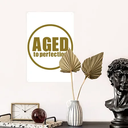 Aged To Perfection White Metal Poster Wall Art Decor Sign