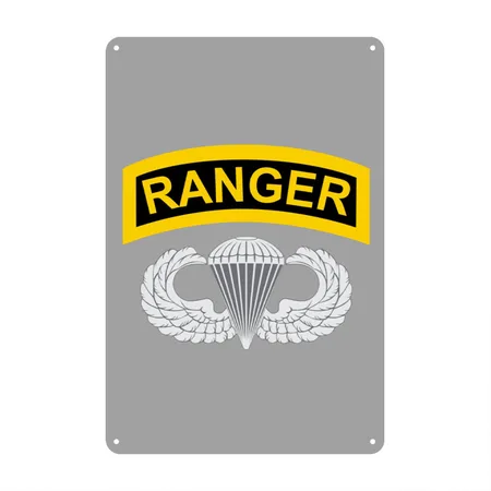 Airborne Ranger Heather Gray/black Metal Poster Wall Art Decor Sign