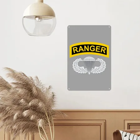 Airborne Ranger Heather Gray/black Metal Poster Wall Art Decor Sign