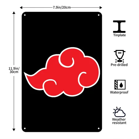 Akatsuki Cloud Black Metal Poster Wall Art Decor Sign