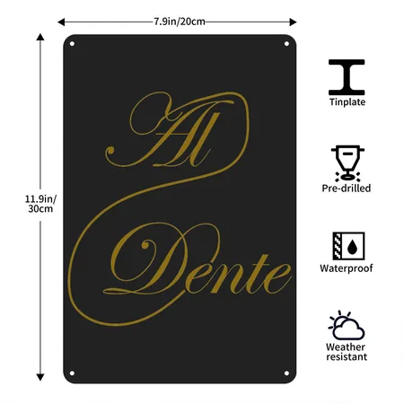 Al Dente Funny Noodle Pasta Spagheti Italy Italian Black/heather Gray Metal Poster Wall Art Decor Sign