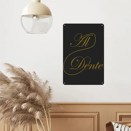 Al Dente Funny Noodle Pasta Spagheti Italy Italian Black/heather Gray Metal Poster Wall Art Decor Sign